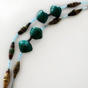 Earth Tone Handmade Paper Bead Necklace – Tanzanian Artisan Fair Trade Style